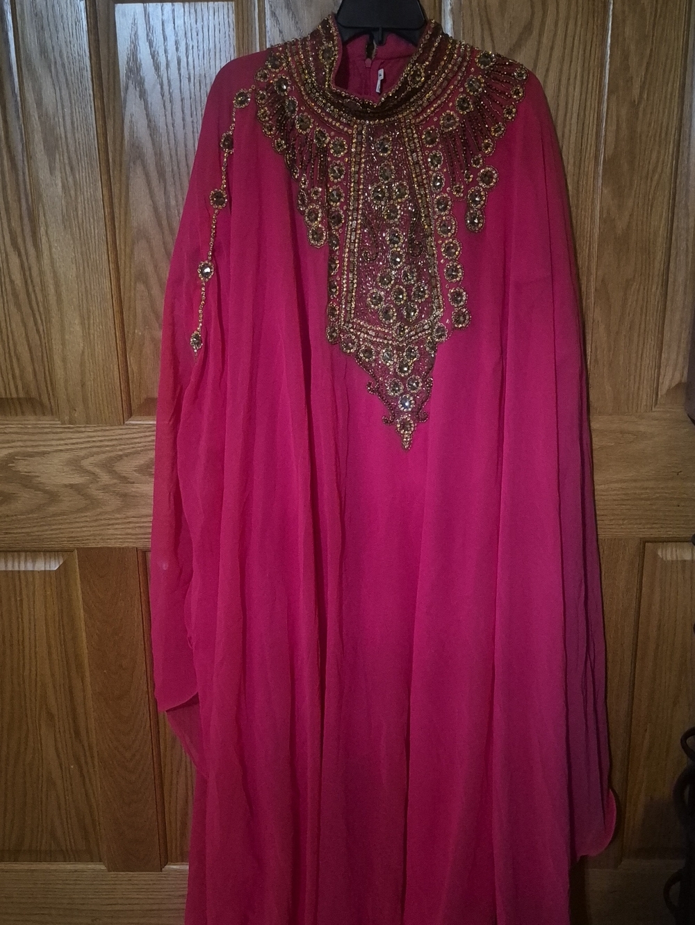 Embellished Fuchsia Evening Caftan Dress